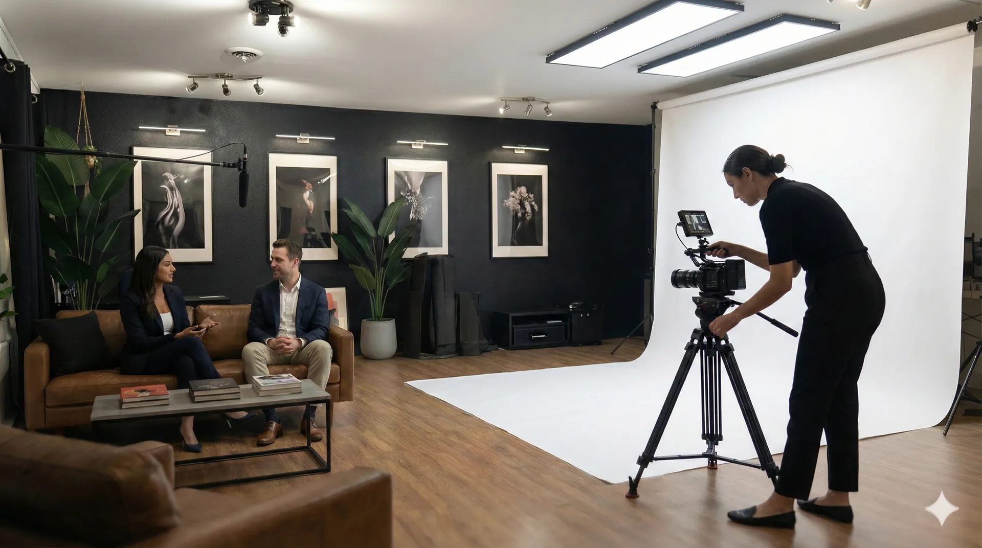 Espace de création de contenu au studio - Zone adaptée aux formats verticaux